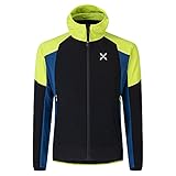 MONTURA WIND REVOLUTION HOODY JACKET GIACCA TECNICA SOFTSHELL ANTIVENTO TRASPIRANTE - NERO/VERDE LIME (L)