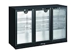 METRO Professional Frigo Vetrina per bevande con porta in vetro, 135x53x86.5cm, refrigerazione a ventola, alluminio/vetro, con serratura e chiave (Nero, 308 L)