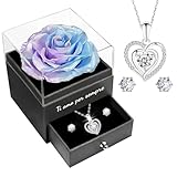 Miofula Rosa Stabilizzata Regalo Donna, San Valentino per Lei, Rosa Eterna con Collana Argento 925, Ti Amo per Sempre Regalo di Natale Anniversario Compleanno Festa della Mamma per Mamma, Fidanzata