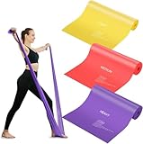 Bande Elastiche Fitness, [3 Pezzi] Fasce Elastici con 3 Livelli di Resistenza, Lattice Naturale Bande Allenamentoper Yoga, Pilates, Sviluppo Muscolare, Fisioterapia, Casa, Palestra -Tre Lunghezze