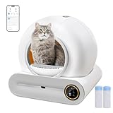 XQDKoon Lettiere Autopulenti Gatti, 65L + 9 L Lettiera Gatto Automatica con 2 Sacchi Spazzatura, Controllo APP, Deodorante Ionico Lettiera Autopulente per Gatti (A)