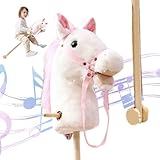 Hobby Horse Plush Halloween Giocattoli 38 Cavalli a Bastone Alto con Effetti sonori realistici, cavalca su Cavallo con palo in Legno, Maniglia, Giocattoli a Cavallo per Bambini