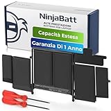 NinjaBatt Batteria A1582 A1502 per Apple MacBook Pro Retina 13"A1493 [2013 2014 2015 Anni] - Alta Capacità [71,8Wh/11,34V]