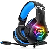 Ozeino Cuffie Gaming per Ps4 Ps5 PC Xboxone, Cuffie con Microfono Cancellazione del Rumore, 3D Surround Sound, Cuffie Comfort con LED RGB