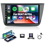 Hodozzy Android Autoradio per Seat Altea 2004-2016 Radio Carplay Wireless Android Auto Mirrorlink 9 Pollici Touch Screen 2 Din Bluetooth Hifi GPS Navigatore WIFI FM RDS Radio, Telecamera Posteriore