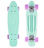 STAR-SKATEBOARDS®, skateboard per bambini e adulti vintage, retrò, cruiser, anche per principianti a partire da circa da 6 a 8 anni, classe a 22 diamanti, SK-60-RT-0X-TERE, Pepper Mint & Candy Lila