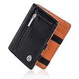 Noah Noir Magic Wallet con scomparto portamonete – Protezione RFID certificata TÜV (8 carte di credito) magico portafoglio con confezione regalo, nero / arancione, s