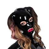 SMGZC Lattice Testa Coperchio con Foro dei Capelli,Nero Lattice Maschere Viso,Maschera di Lattice La Testa Cappuccio in Gomma Latex Mask (S)