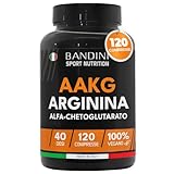 Bandini® AAKG Arginina Alfa-Ketoglutarato in Rapporto 2:1-120 Compresse 100% Vegan (1000mg per compressa) - Integratore di L-Arginina Alpha Chetoglutarato per Sportivi per Pre Workout potente