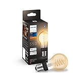 PHILIPS Hue White Filament, Lampadina LED Smart a Filamento, Luce Bianca Calda, Dimmerabile, Attacco E27