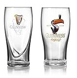 Guinness - Confezione da 2 bicchieri da pinta con gravità e Toucan