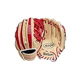 Wilson A500 Baseball 11", Guanti Unisex-Adolescente, Biondo/Rosso/Bianco