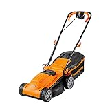 LawnMaster MEB1434M Tagliaerba Elettrico 1400W 34cm, Altezza di Taglio Regolabile in 6 Posizioni 20-70mm, Capacità di Raccolta 32L