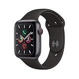 Apple Watch Series 5 (GPS + Cellulare, 44MM) Cassa in Alluminio Grigio Siderale con Cinturino Sport Nero (Ricondizionato)