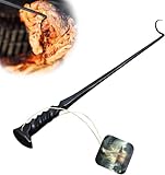 BBQ Food Flipper - Meat Flipper Hook, Pigtail Food Flipper,Flips Cooking Turners Hook, Iron BBQ Turner Hook, Food Flipper and Meat Hook,Barbecue Turners Hook Grill Accessories for Cooking Grilling (A)