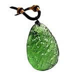 Michear Collana con pietra moldavite, collana in corda regolabile per chakra dell energia verde, ciondolo irregolare, meteorite ceco per uomo e donna, Pietra moldavite