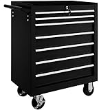 TecTake® Carrello Portautensili, Carrello, Porta Attrezzi Officina con Ruote, 7 Cassetti, Carrello Porta Attrezzi, Attrezzatura Officina, Attrezzi da Lavoro - Nero