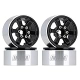 INJORA RC Cerchi 4pcs 1,9inch Beadlock Wheel Cerchione in Metallo per 1:10 RC Crawler Axial SCX10 PRO VS4-10 Redcat Gen 8 7 PRO Enduro TRX4(4pcs, Nero)