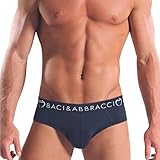 Baci & Abbracci Set 6 Slip Uomo Cotone Elasticizzato Mutande Uomo Cotone Underwear Intimo Uomo Blu Nero Grigio (M, BAO1103)