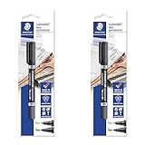 Staedtler 348-9 BKD Lumocolor Permanent Duo Pennarello Indelebile Nero a 2 punte (per legno, vetro, plastica, metallo) (Confezione da 2)