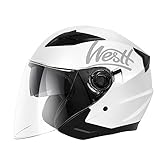 Westt Jet Casco moto casco scooter uomo donna casco Jet doppia visiera parasole caschi Vespa scuter scodella, nero, grigio, bianco Certificato ECE DOT