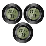 3PCS Mini Termometro Ambiente Interno Digitale, Monitor di Temperatura e Umidità per casa, Igrometro Digitale, asilo nido, incubatrice per chitarra Rettili Serra per auto, Nero