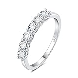 JewelryPalace 0.6ct Anello Half Eternity Donna Argento con Creato Moissanite, Anelli Donna 925 con 6 Pietre a Taglio Rotondo, Fede Nuziale d Oro Bianco Anello Matrimonio Argento Set Gioielli Donna