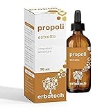 ERBOTECH Propoli (propolis) con Contagocce 30 ml, Tintura Madre, estratto puro al 100%, rimedio naturale per mal di gola e tosse, contribuisce al benessere delle prime vie respiratorie, Made in Italy