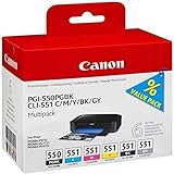 Canon PGI-550/CLI-551 PGBK/C/M/Y/BK/GY, Serbatoi Inchiostro, Multipack