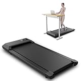 Superun Tapis Roulant Elettrico, Walking Pad 1-6KM/H Tapis Roulant Salvaspazio con Telecomando e Display LCD, Treadmill Capacità Massima 136 Kg, Installazione Gratuita Nero