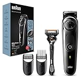 Braun Regolabarba 5 Tagliacapelli Uomo, Rasoio e 2 Accessori inclusi, 39 Impostazioni di Lunghezza, Ideale per Viso e Barba, Idea Regalo, BT5342 Nero e Grigio Metallizzato