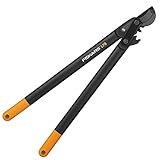 Fiskars Troncarami PowerGear II con Lame Bypass per Legno Verde, Rivestimento Antiaderente, Diametro di Taglio: 5 cm, Acciaio Temprato, Lunghezza: 70 cm, Nero/Arancione, L78, 1000584