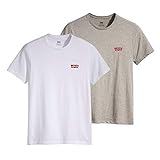 Levi s 2-Pack Crewneck Graphic Tee, T-shirt Uomo, Beige ( White / Mid Tone Grey Heather ), S
