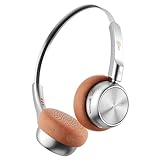 iKF R1 Vintage Cuffie Wireless, Bluetooth On Ear, Retro Design Anni  80, 60 Ore Di Riproduzione,Stereo HiFi Microfono Incorporato, Connessione Doppia, EQ Modalità di Suono(Marrone)