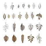 PH PandaHall 14 Styles 96pz Ciondoli Foglia in Stile Tibetano Pendenti in Lega di Metallo Alberi Lascia Charms per Matrimoni Bomboniere Confetti Battesimo Laurea Regalo(Bronzo Antico/Argento Antico)