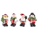 ideen mit herz Piccole statuette decorative | 4 pezzi | Renna, Babbo Natale, pupazzo di neve, bambino invernale | Figure di Natale (Statuette in piedi | Circa 7 cm di altezza)