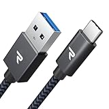 RAMPOW Cavo USB Type-C 2M, Cavo USB C 3A, Cavo iphone 15, USB A a USB C Ricarica Rapida QC 3.0 Nylon per iPhone 15/15 Pro/iPad Pro/Air, Samsung S22/S21, Xiaomi, Huawei, OnePlus - Grigio