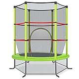 COSTWAY Trampolino Elastico Bambino Ø165 cm in Acciaio, Tappeto Elastico Bambini da Esterno e da Interno, con Rete e Cusicnetti Antiscivolo, Carico Statico 135 kg (Verde, 165 x 165 cm)