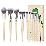 Jessup Pennelli Trucco Set di Pennelli Vegano 12 Pezzi Professionale premium Occhio Viso Pennello Kabuki fondazione polvere Ombretto evidenziatore contorno Capelli sintetici puri T327