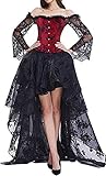 EUDOLAH Donna Bustino Cocktail Party Corsetto Halloween Body Steampunk Vintage Abito Elegante da Sera in Pizzo Floreale Top Ballo(F-Rosso,XXL)