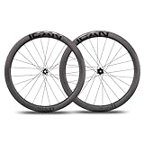 ICANIAN Ruote in carbonio Alpha 50 Disc Pro per bicicletta da strada, 50 mm Clincher tubeless Ready Disco Freno 12 x 100/12 x 142 mm