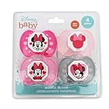 Cudlie Disney Minnie Mouse Baby Girl 4 Pack of Pacifier, Blushing Minnie