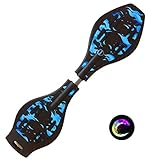 Sumeber Waveboard Bambino Street Surf Caster Torsion Skateboard Double Decks Casterboard per Waveboard/tavola Rotante con Ruote Lampeggianti per Bambini/Adolescenti, Fiamma Blu.