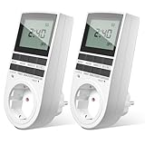 Lamptobe Presa Temporizzata Elettronica Digitale, Spina Timer Programmabile con Display LCD 10 Gruppi ON/OFF 16A 3680W, Risparmio di Energia Presa Timer per Alberi di Natale ed Elettrodomestici (2pcs)