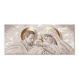 Lupia - Quadro moderno sacra famiglia Canvas World THE KISS SHABBY BROWN, Stampa su Tela per Soggiorno, Capezzale Camera da Letto, Ufficio, 52x122 cm