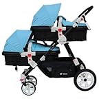 PASSEGGINO DOPPIO/GEMELLARE 2in1 BIANCO E BLU PER DUE BAMBINI FRATELLI STROLLER