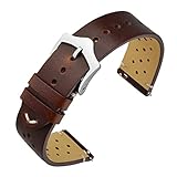 ANNEFIT Cinturini per Orologi in pelle Vintage, Cinturino 22mm a Sgancio Rapido per Uomo e Donna (Marrone)