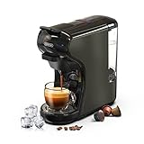 HIBREW Macchina da caffè H1A, macchina da caffè multi-capsula 4 in 1, macchina caffè espresso, compatibile con cialde DG/Nes/ESE/caffè macinato, arresto automatico, caffè caldo e freddo, nero