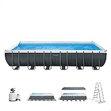 Intex 26364NP – Piscina Fuori Terra Ultra XTR Frame Rettangolare, Pompa Filtro 7900 L/h, Scaletta, Telo Base e Copertura, 31805 L, Acciaio e PVC, Grigio, 732x366x132 cm