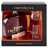 Ron Barceló Imperial – Idea Regalo, 2 Bicchieri da Degustazione e 1 Bottiglia di Rum Ambrato da 700 ml, Invecchiato Naturalmente fino a 10 anni, Rum Dominicano Pluripremiato